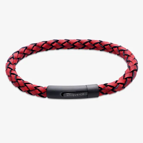 Unique Red Leather Braided Bracelet B512ARE/21CM