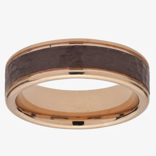 Unique Rose Gold Plated Brown Inlay Tungsten Carbide Ring TUR-97-60