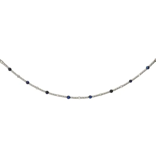 Unique Stainless Steel Bead Necklace with Blue Tiger Eye