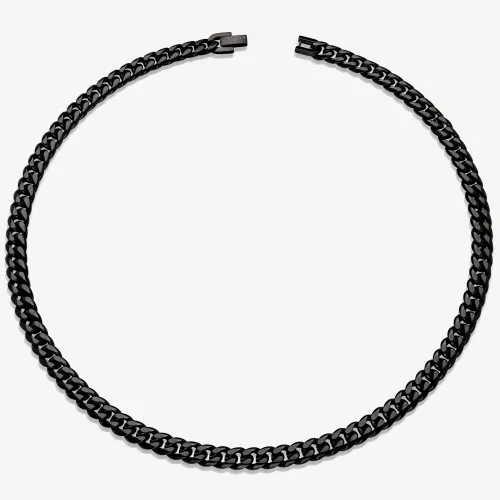 Unique Stainless Steel Black Matte Polished Curb Chain Necklace LAK-201/50CM