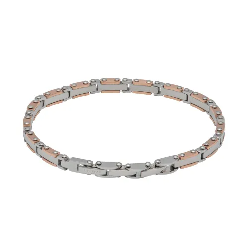 Unique Stainless Steel Link Chain Bracelet with Rose Gold Plating