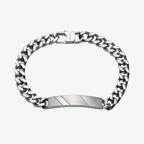 Unique Stainless Steel Matte & Polished Curb Chain Bracelet LAB-189/21CM