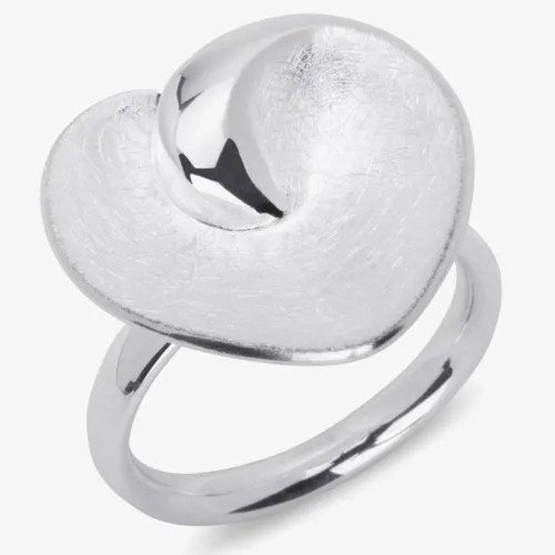 Unique Sterling Silver Curved Heart Ring 54 MR-228-54