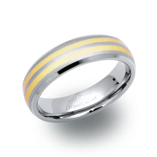Unique Titanium & 14ct Gold 6mm Ring - Sample