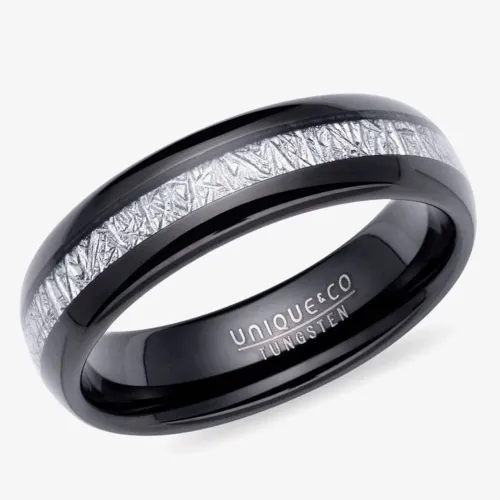 Unique Tungsten Black & Metorite Ring TUR-155-68