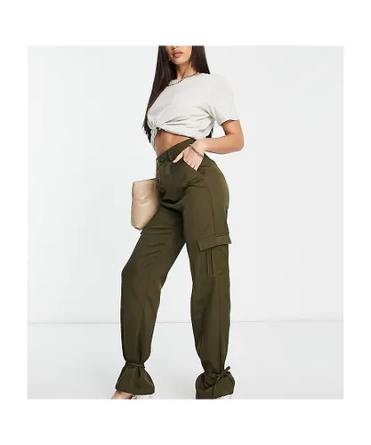 UNIQUE21 Womens Tall high waisted cargo trousers in khaki-Green