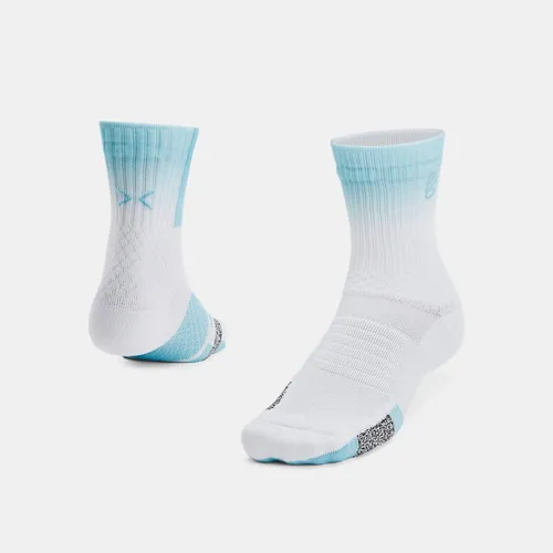 Unisex Curry ArmourDry™ Playmaker Mid-Crew Socks White / Sky Blue / Sky Blue