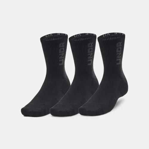 Unisex  Under Armour  3-Maker 3-Pack Mid-Crew Socks Black / Black / Pitch Gray