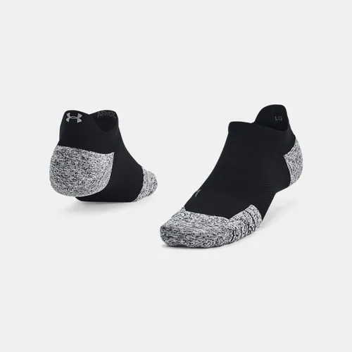 Unisex  Under Armour  ArmourDry™ Run Cushion No Show Tab Socks Black / Pitch Gray / Reflective