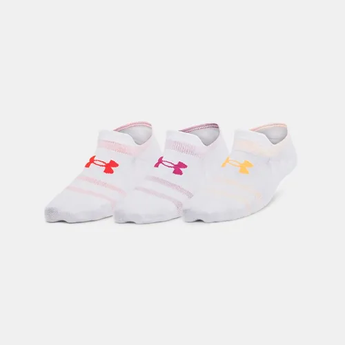 Unisex  Under Armour  Essential 3-Pack Ultra Low Tab Socks White / White / Astro Pink