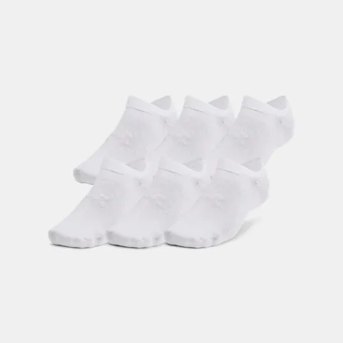 Unisex  Under Armour  Essential 6-Pack No-Show Socks White / White / Halo Gray