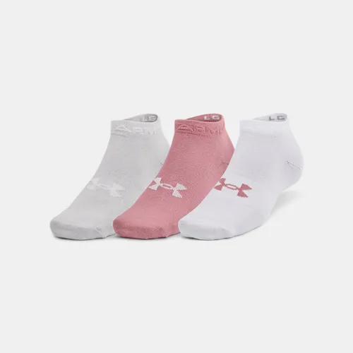 Unisex  Under Armour  Essential Low Cut Socks 3-Pack Pink Elixir / White / Halo Gray