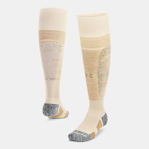 Unisex  Under Armour  Magnetico Pocket Over-The-Calf Socks Ivory Dune / Brownstone / Metallic Gold