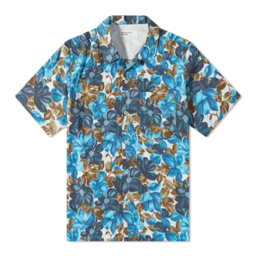 Universal Works , Camp Shirt Print ,Blue male, Sizes: