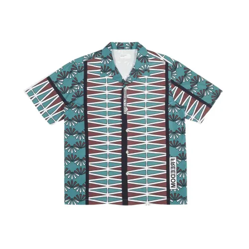 Universal Works , Freedom print cotton Road Trip shirt ,Green male, Sizes: