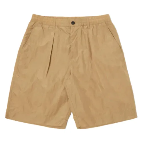 Universal Works , Universal Works Pleated Track Short In Sand Nylon Tech ,Brown male, Sizes: