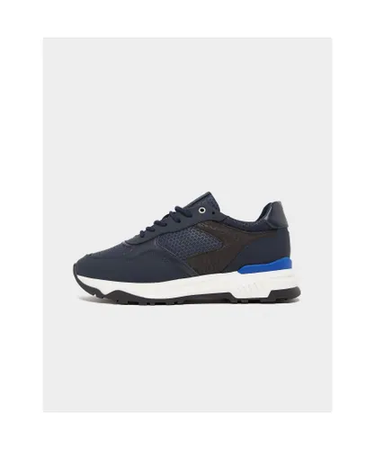 Unlike Humans Mens Trail Leather Mesh Trainers in Navy Suede