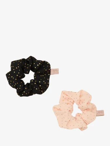 Unmade Copenhagen Vicca Spot Print Scrunchies, Pack of 2 - Black/Rose - Female