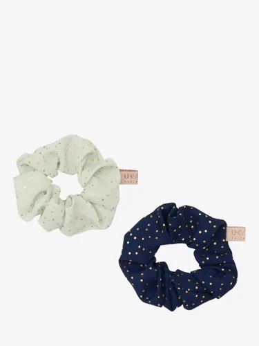 Unmade Copenhagen Vicca Spot Print Scrunchies, Pack of 2 - Blue/Light Blue - Female