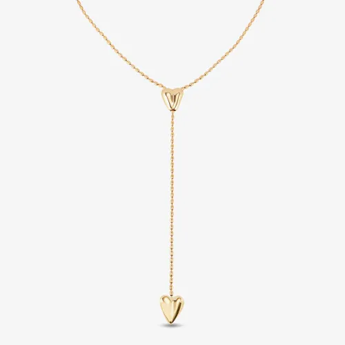 UNOde50 Cupido 18ct Gold Plated Two Hearts Y Shaped Adjustable Necklace COL1884ORO0000U