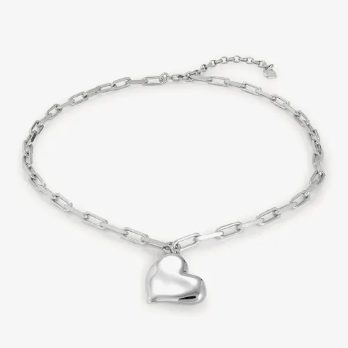 UNOde50 Heartbeat Silver Plated Heart Pendant Necklace COL1669MTL0000U