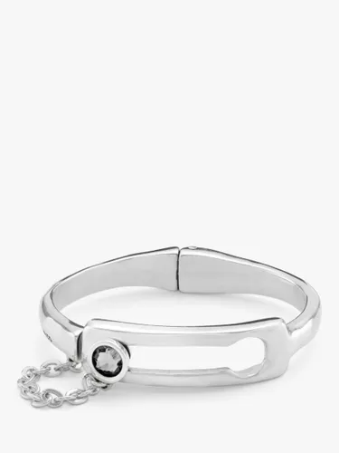 UNOde50 Independent Crystal and Chain Detail Bangle, Silver - Silver - Female - Size: Large