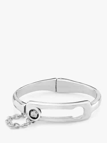 UNOde50 Independent Crystal and Chain Detail Bangle, Silver - Silver - Female - Size: Medium
