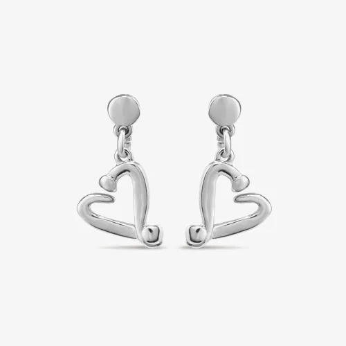 UNOde50 One Love Silver Plated Open Heart Stud Earrings PEN0887MTL0000U