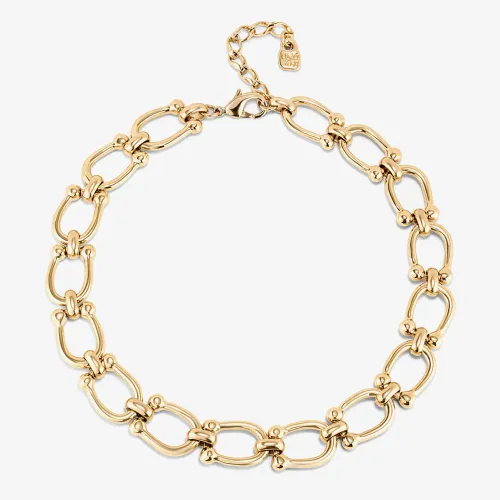 UNOde50 Serotonin Gold Plated Horseshoe Link Chain Necklace COL1898ORO0000U