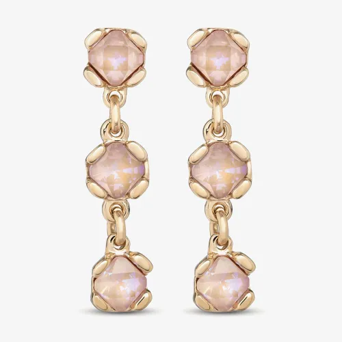 UNOde50 Sublime Gold Plated Pink Crystal Dropper Earrings PEN0912RSAORO0U