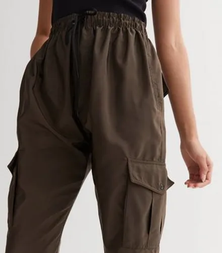 Urban Bliss Olive Cuffed Parachute Cargo Trousers New Look