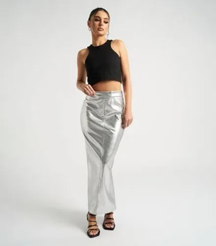 Urban Bliss Silver Leather-Look Maxi Skirt New Look