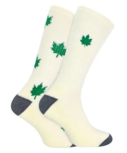 URBAN ECCENTRIC - Novelty Cotton Rich Cushioned Weed Leaf Socks in White