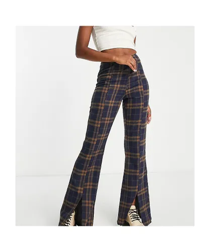 Urban Threads Tall Womens tailored trousers in brown check