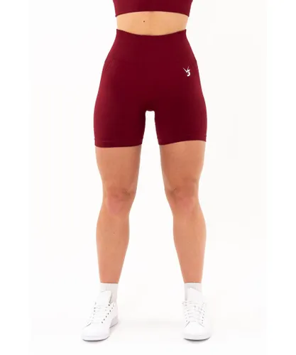 V3 Apparel Womens Tempo Seamless Scrunch Shorts - Burgundy Red Polyamide