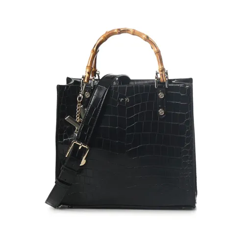 V73 , Black Bamboo Handle Bag ,Black female, Sizes: ONE SIZE