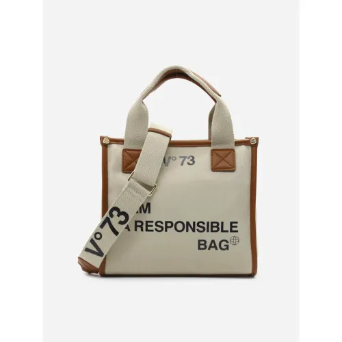 V73 , Canvas Eco-Leather Beige Bags ,Beige female, Sizes: ONE SIZE
