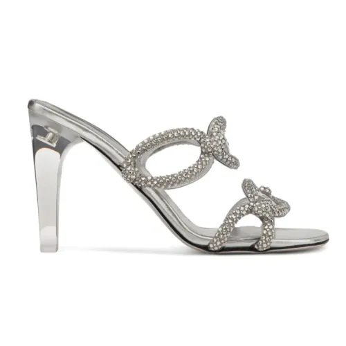 Valentino , 1967 Embellished Slide Sandals ,Gray female, Sizes: