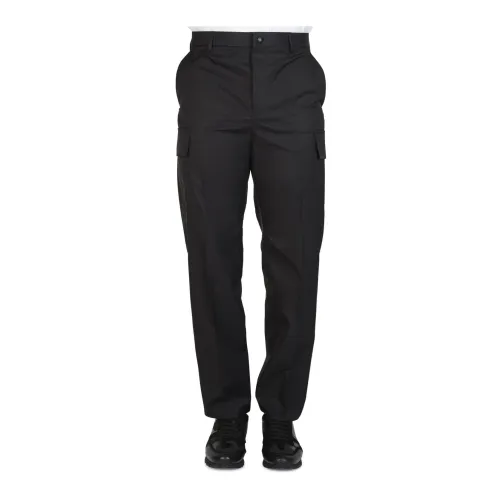 Valentino , Black Cotton Trousers with Cargo Pockets ,Black male, Sizes: