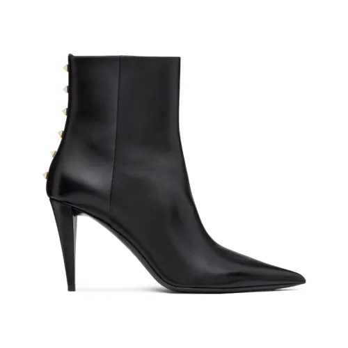 Valentino , Black Rockstud Leather Ankle Boots ,Black female, Sizes: