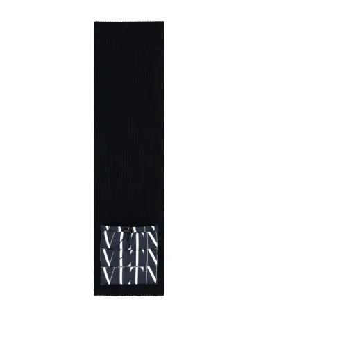 Valentino , Black Wool Logo Scarf for Men ,Black male, Sizes: ONE