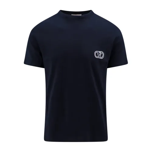 Valentino , Blue Crew-neck T-Shirt ,Blue male, Sizes: