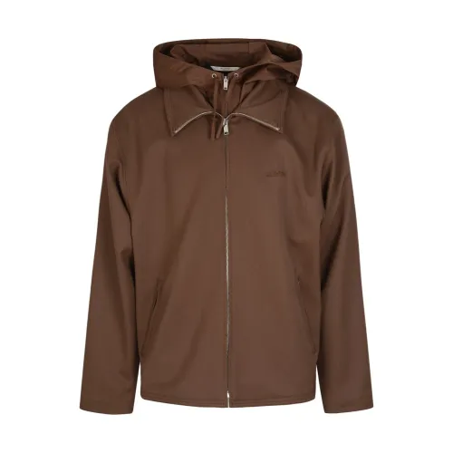 Valentino , Brown Double Zip Hoodie ,Brown male, Sizes: