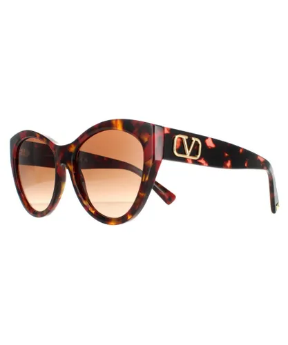 Valentino Cat Eye Womens Red Havana Brown Gradient VA4109 Sunglasses - One