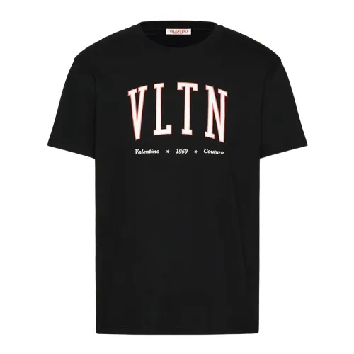 Valentino , Cotton Crewneck T-shirt With Vltn Print ,Black male, Sizes: