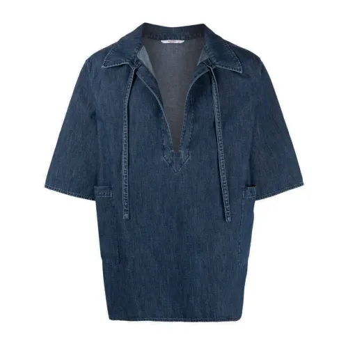 Valentino , Cotton Denim Shirt ,Blue male, Sizes: