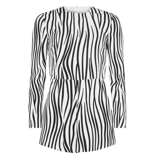 VALENTINO Crepe Couture Zebra Playsuit - White