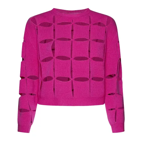 Valentino , Cut-Out Wool Sweater ,Purple female, Sizes: