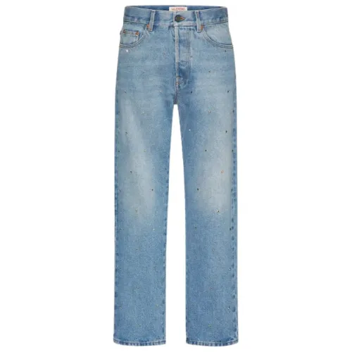 Valentino , Denim pants with Rockstud Spike studs throughout the garment ,Blue male, Sizes: