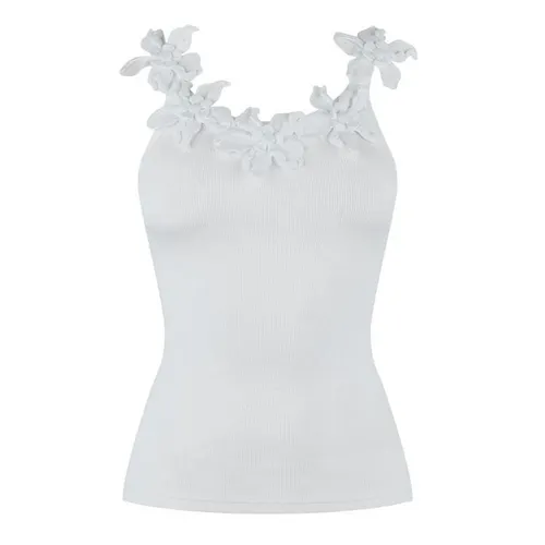 VALENTINO Embroidered Cotton Jersey Top - White
